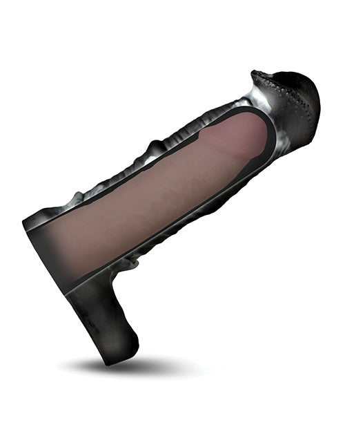 Creature Cocks Stallion 1.5" Silicone Penis Extension - Black/Silver - Extra Large by Cock & Balls