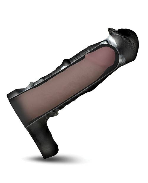 Creature Cocks Stallion 1" Silicone Penis Extension - Black/Silver Large by Cock & Balls