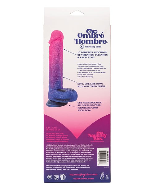 Naughty Bits Ombre Hombre XL Vibrating Dildo by Dildos & Dongs