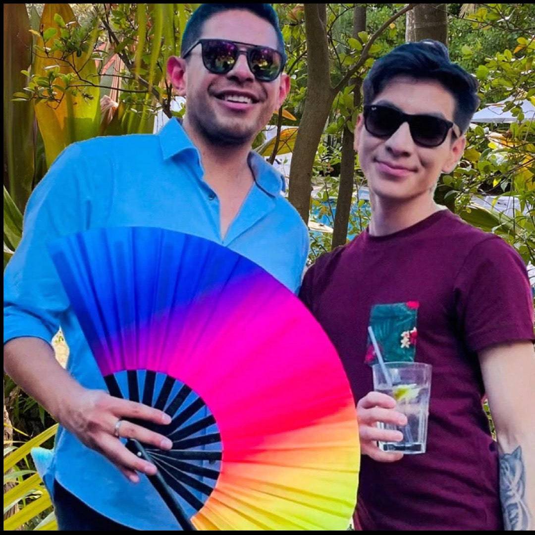Rainbow Rave Fan by Hand Fan