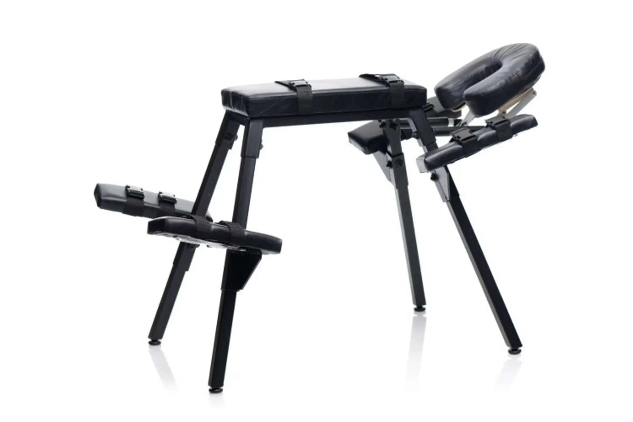 MASTER SERIES OBEDIENCE EXTREME SEX BENCH with adjustable straps and padded support for BDSM play