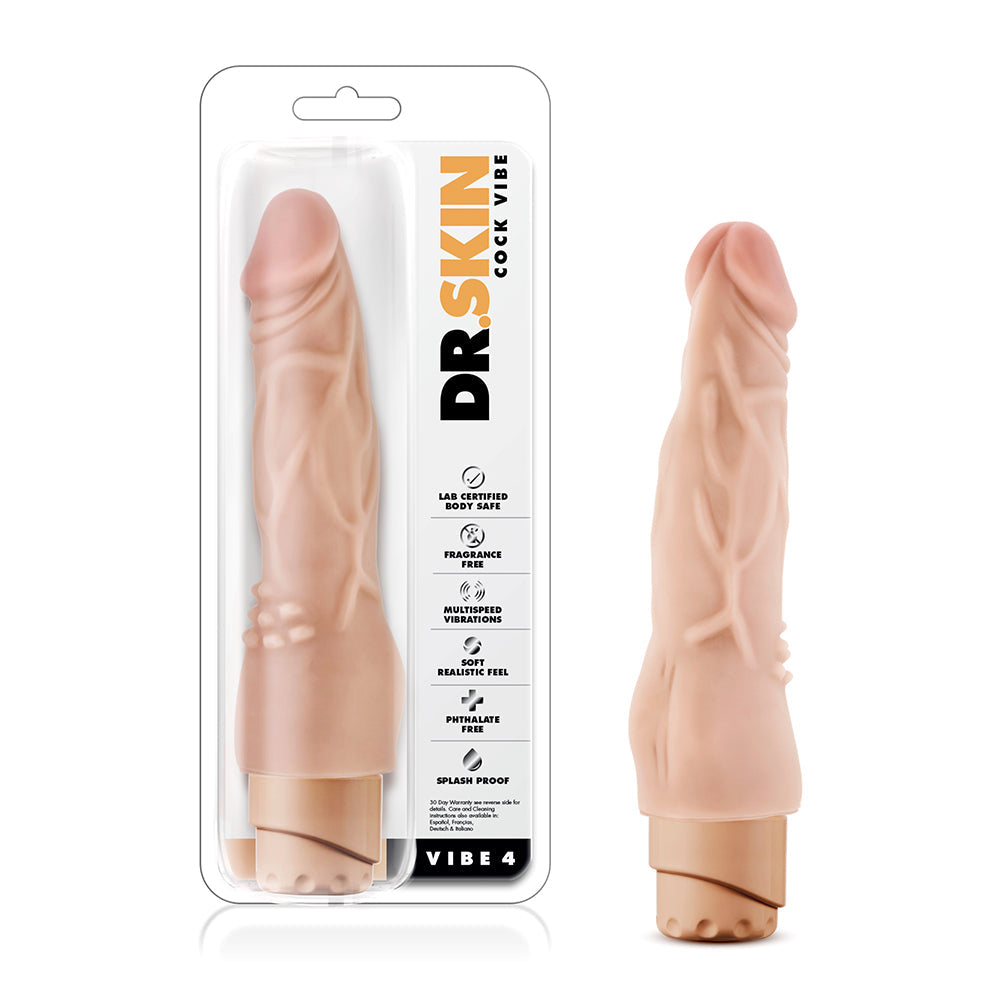 Dr. Skin Vibe 4 Realistic 8 in. Vibrating Dildo Beige