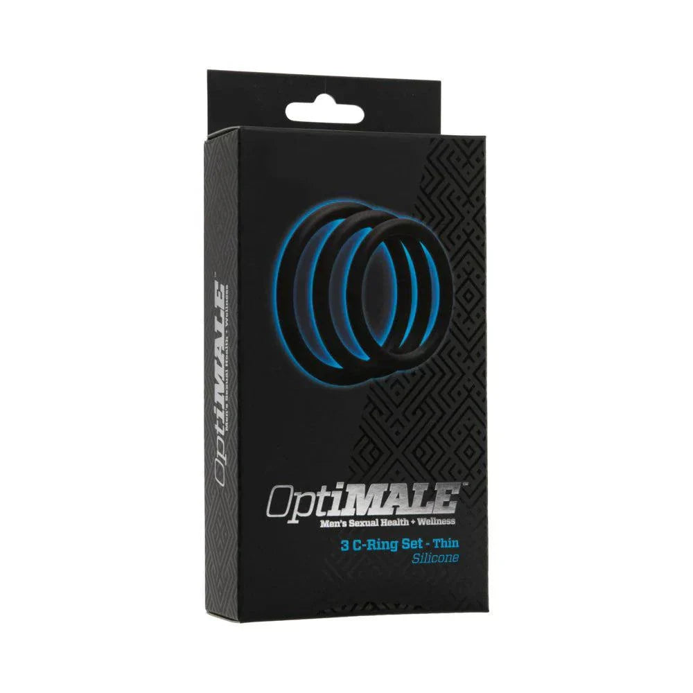 OptiMALE 3 C-Ring Set Thin Black packaging showing three different sized rings.