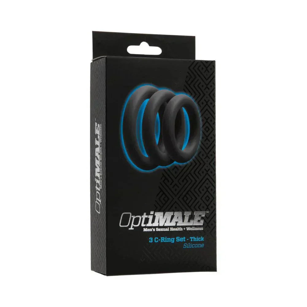 OptiMALE 3 C-Ring Set in Thick Slate for optimum erection and prolonged ejaculation.