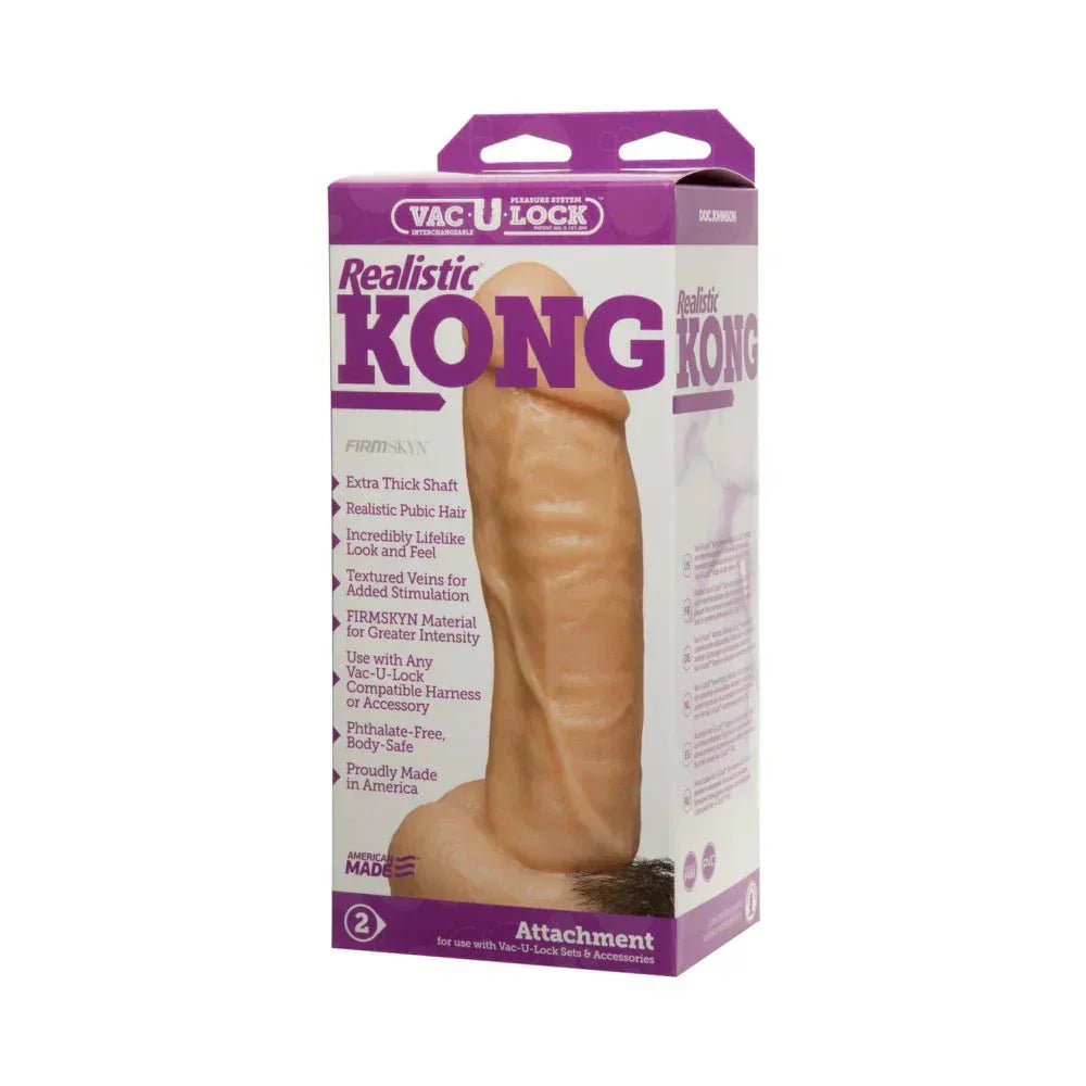Vac-U-Lock Realistic KONG White attachment with lifelike design and textured veins for intense pleasure.