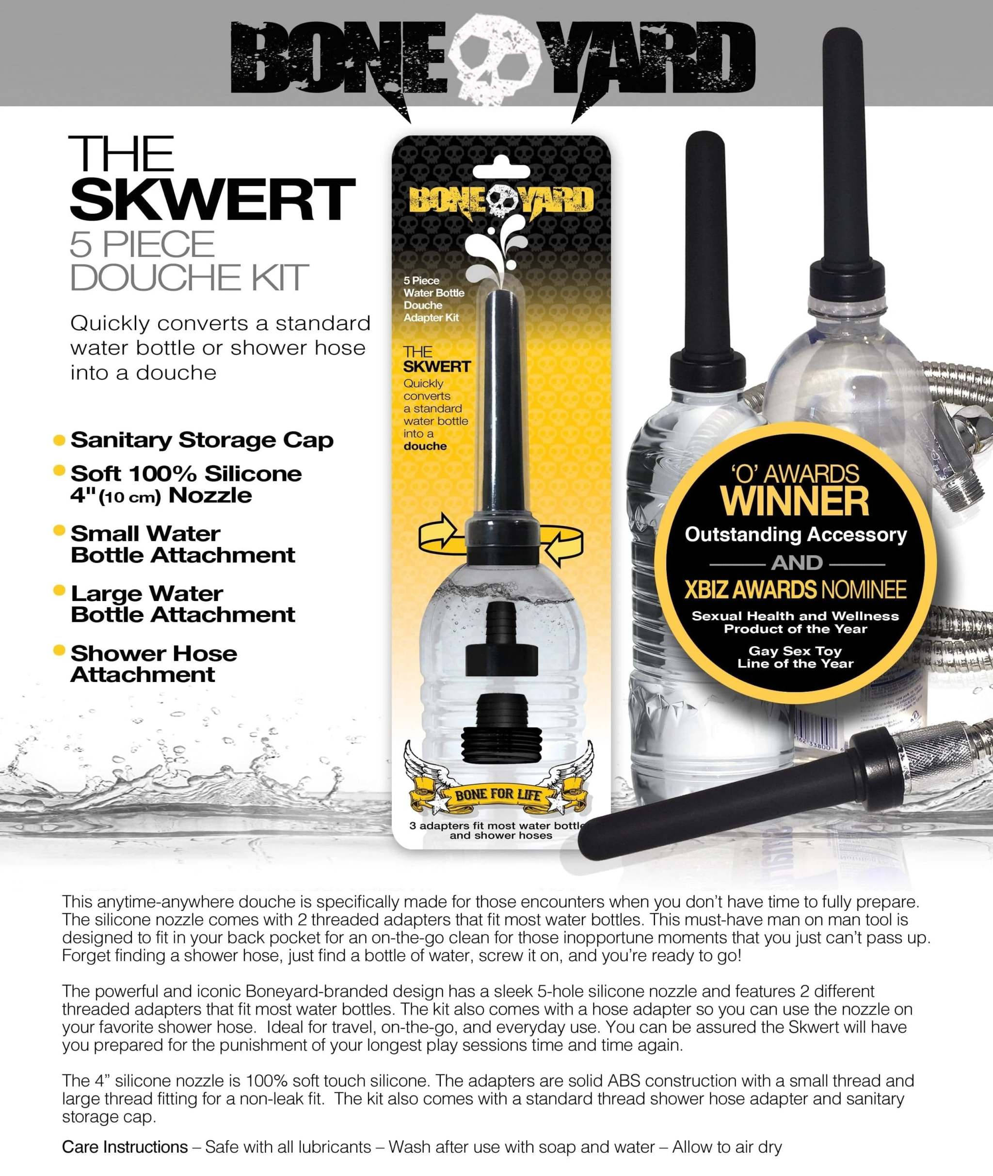 Boneyard Water Bottle 5 piece Douche Kit by Sexual Wellness