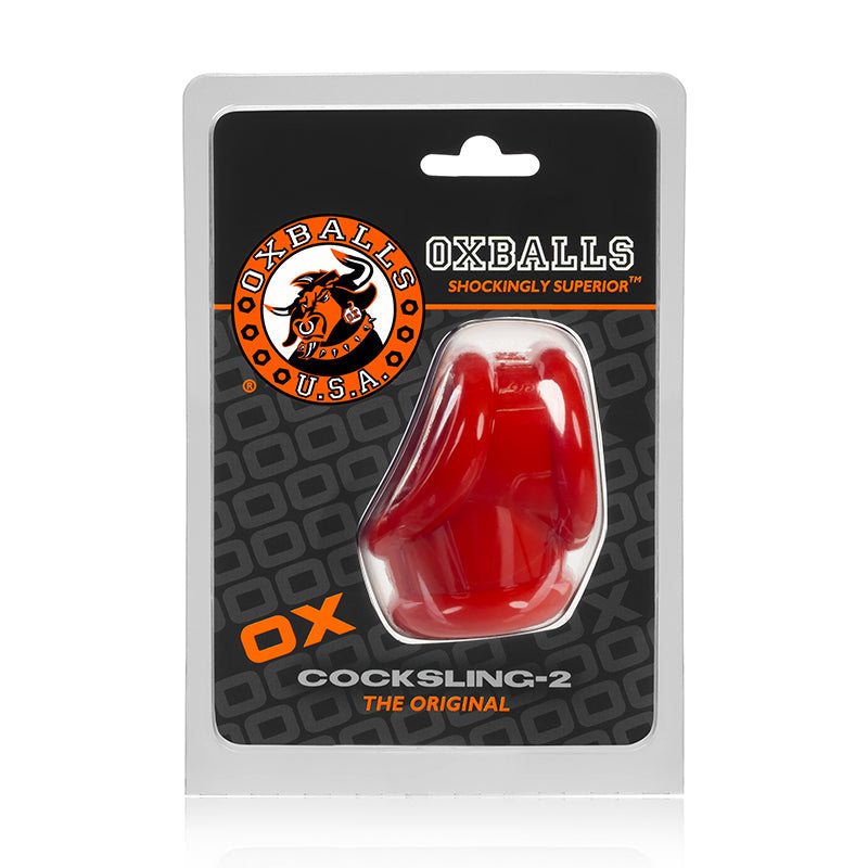 Red OxBalls Cocksling-2 in packaging, designed for optimal comfort and performance.
