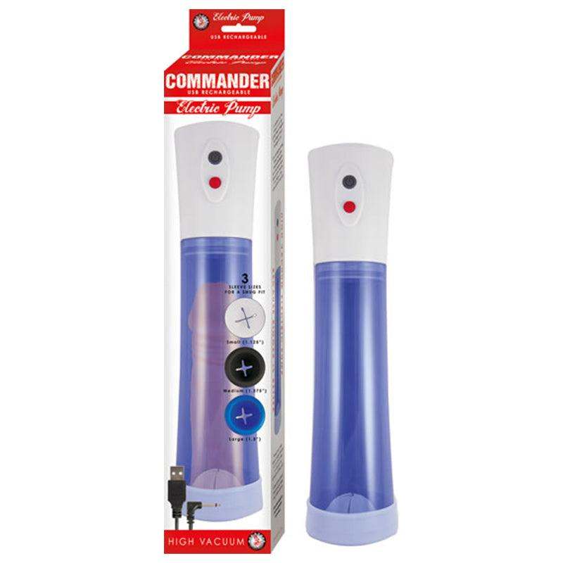 Commander Electric Pump by Nasstoys, high vacuum, adjustable sleeve, rechargeable, portable, 11.5-inch cylinder.
