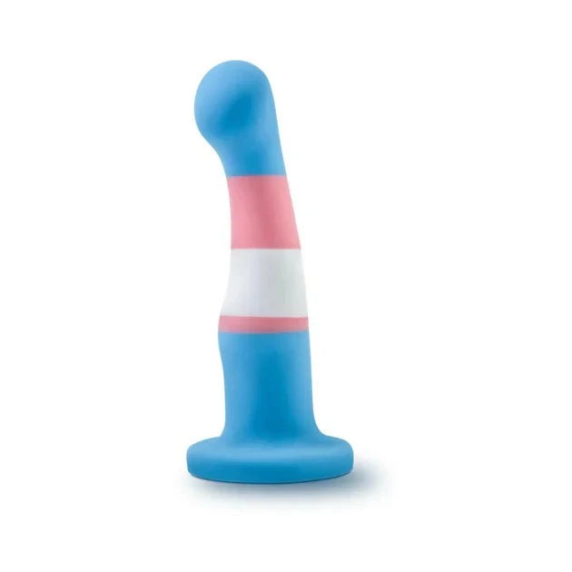 Avant Pride P2 True Blue 6-inch silicone dildo with suction cup base and smooth platinum-cured silicone.