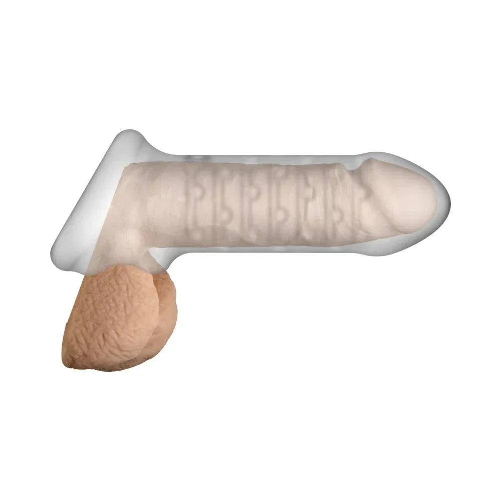 OptiMALE Extender Thin Frost with ball strap, stretchy ULTRASKYN material, ribbed interior for enhanced pleasure