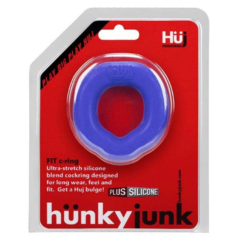 Hunkyjunk FIT Ergo C-Ring in packaging, versatile silicone blend for enhanced performance.