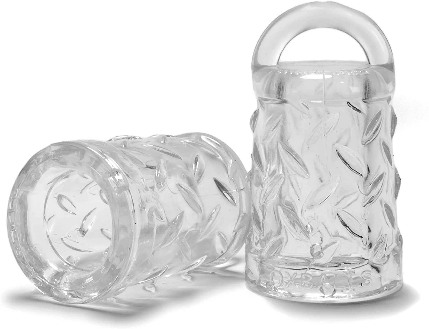 Clear OxBalls Gripper Nipple Suckers with textured grip and small handle for enhanced nipple stimulation and suction.