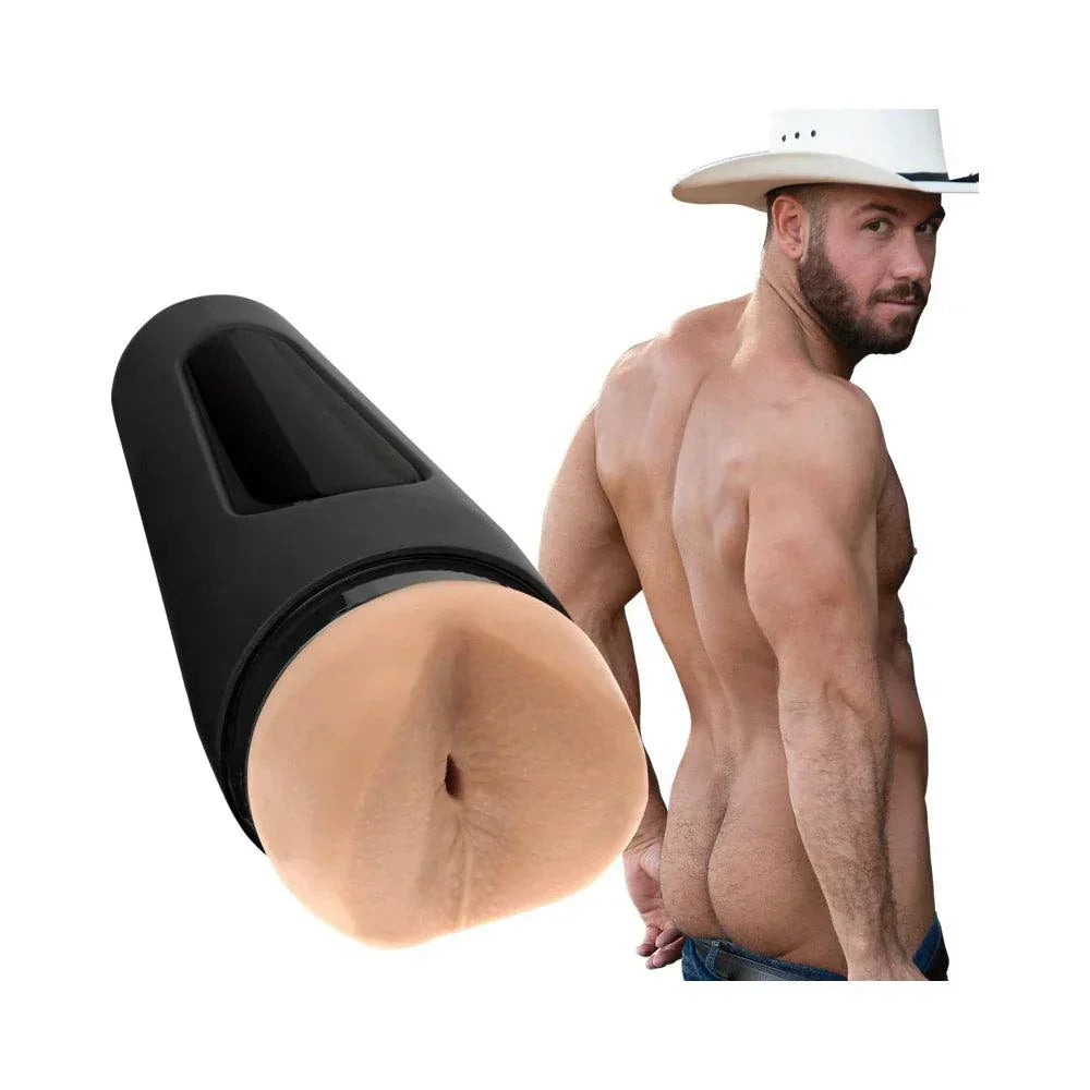 Man Squeeze ULTRASKYN Stroker Chad White edition in vanilla color featuring realistic anal texture.