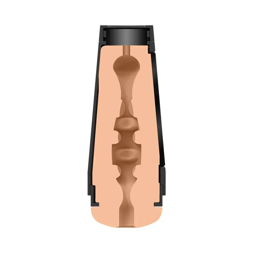 Man Squeeze ULTRASKYN Stroker Chad White edition, vanilla color, anal masturbator with ribbed texture for pleasure.