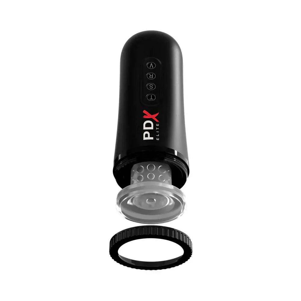 PDX Elite Moto Blower Rechargeable Thrusting Vibrating Suction Masturbator Clear/Black by Masturbators and Strokers