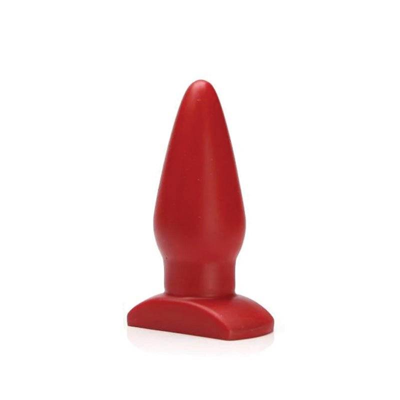 Red Tantus Ringo Premium Silicone Plug with tapered tip and flared base for safe and comfortable anal play.
