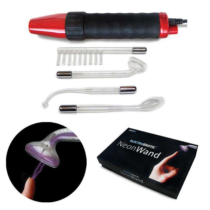 KinkLab Neon Wand electrostimulation device with multiple glass electrodes and adjustable intensity for sensory play and pleasure