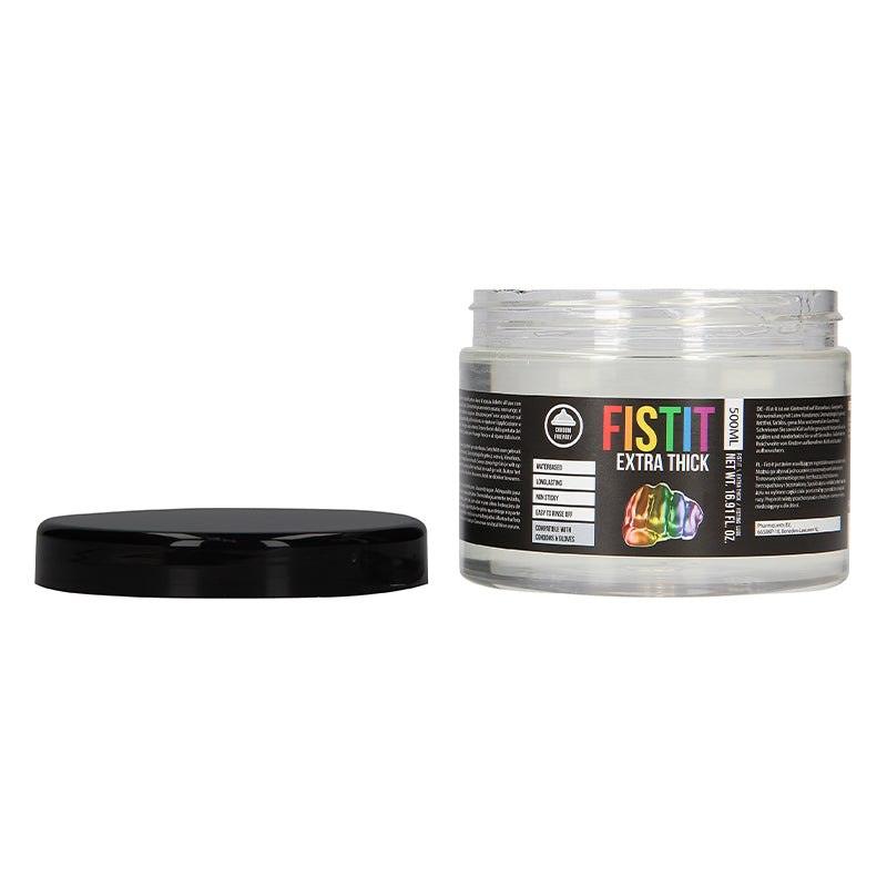 Extra Thick Personal Lubricant container with open lid, designed for intense sexual activities.