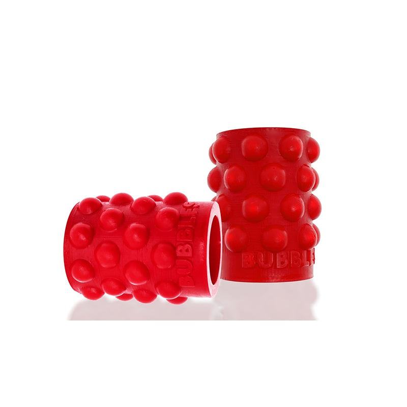 Red silicone Oxballs Bubbles Nipsuckers with bubble design for nipple stimulation.