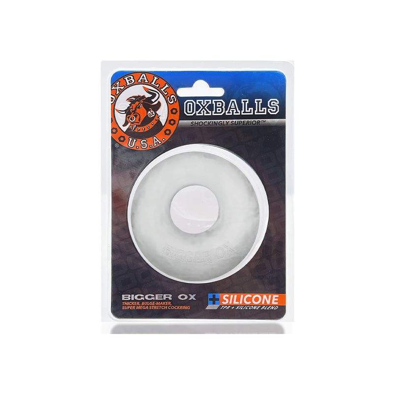 OxBalls Bigger Ox Thick Cockring in packaging, durable silicone material for enhanced performance and pleasure.