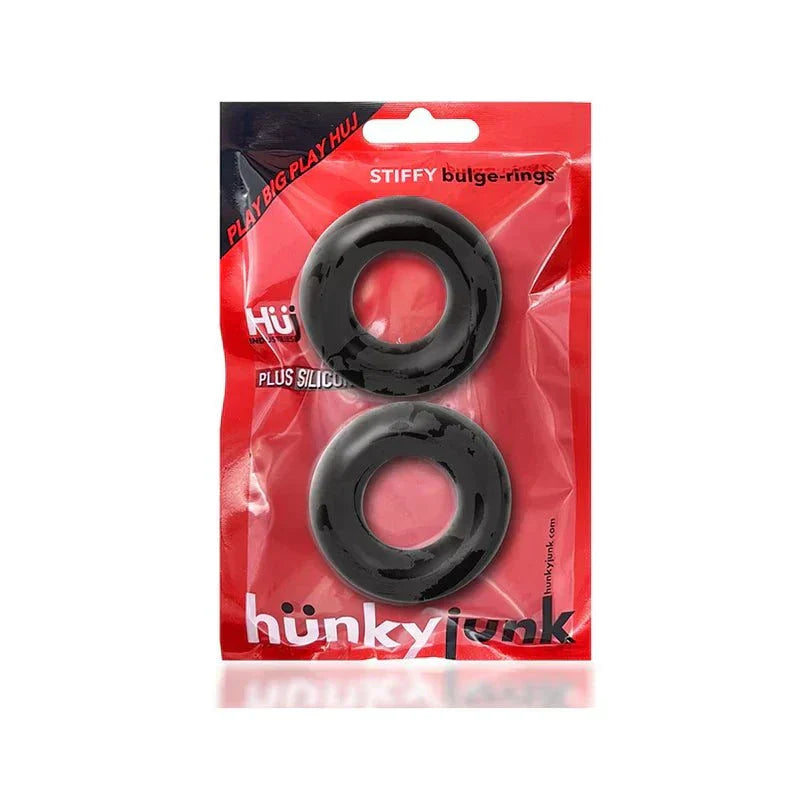 OxBalls Stiffy 2-Pack Silicone Bulge Cockrings in packaging.