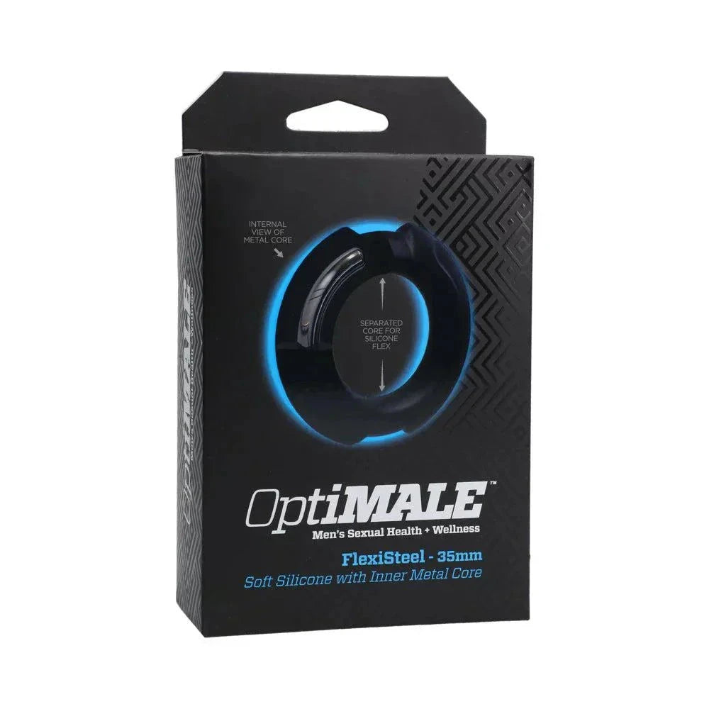 OptiMALE FlexiSteel Silicone Metal Core Cock Ring with Multiple Size Options by Cock & Balls