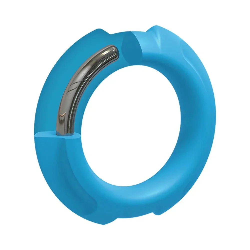 FlexiSteel Silicone Metal Core Cock Ring - OptiMALE Blue 43mm