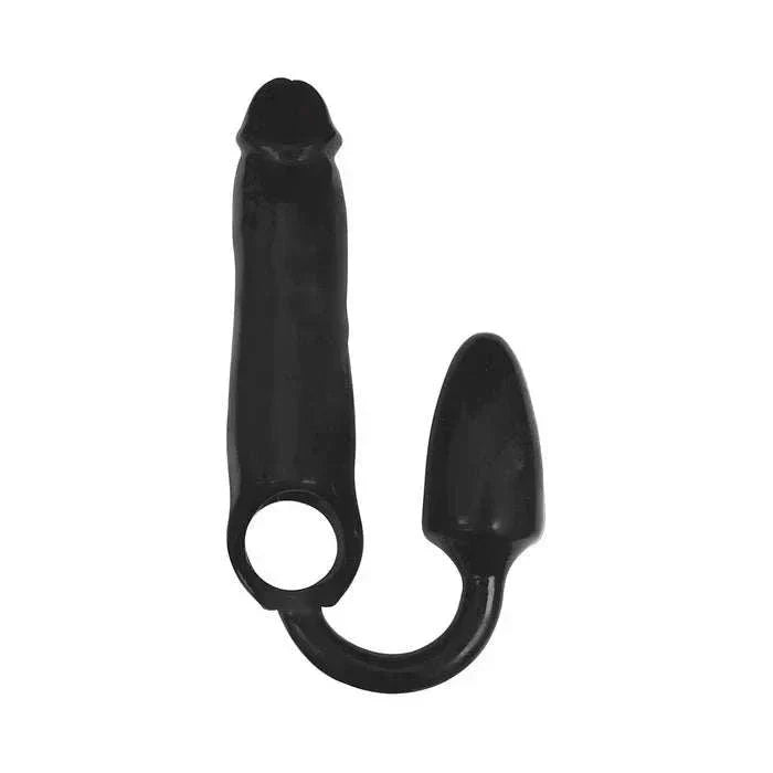 Curve Toys Rooster XXXPANDER Smooth Penis Extender Sheath with Cockring and Anal Plug by Cock & Balls
