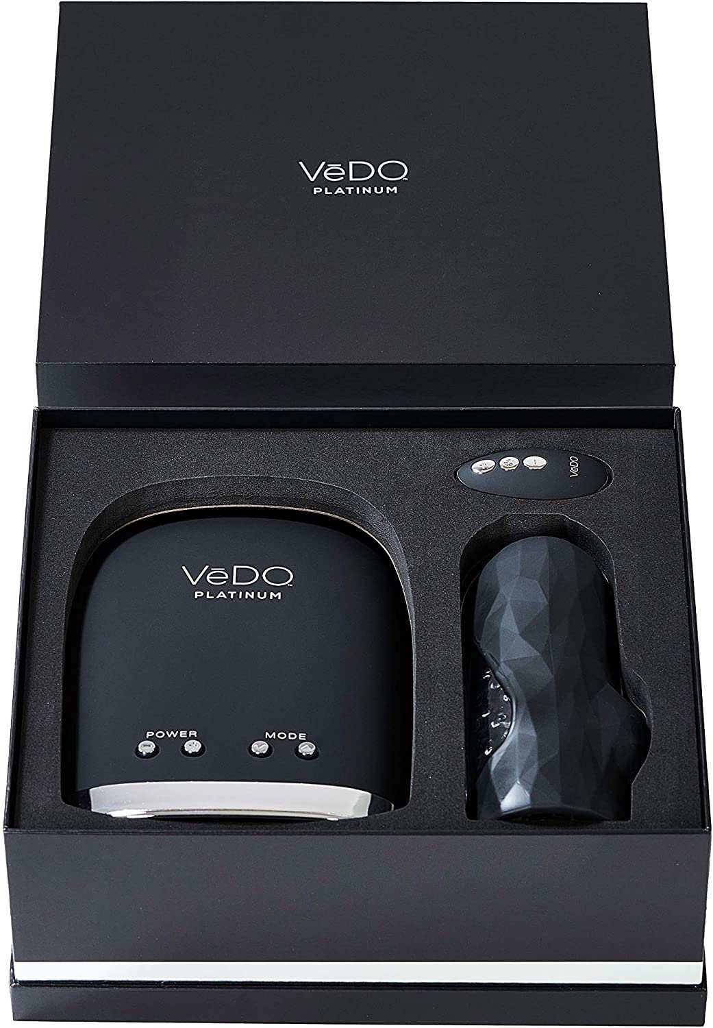 Vedo Hummer 2.0 premium vibrator set with sleek black design, remote control, and charging base in elegant packaging