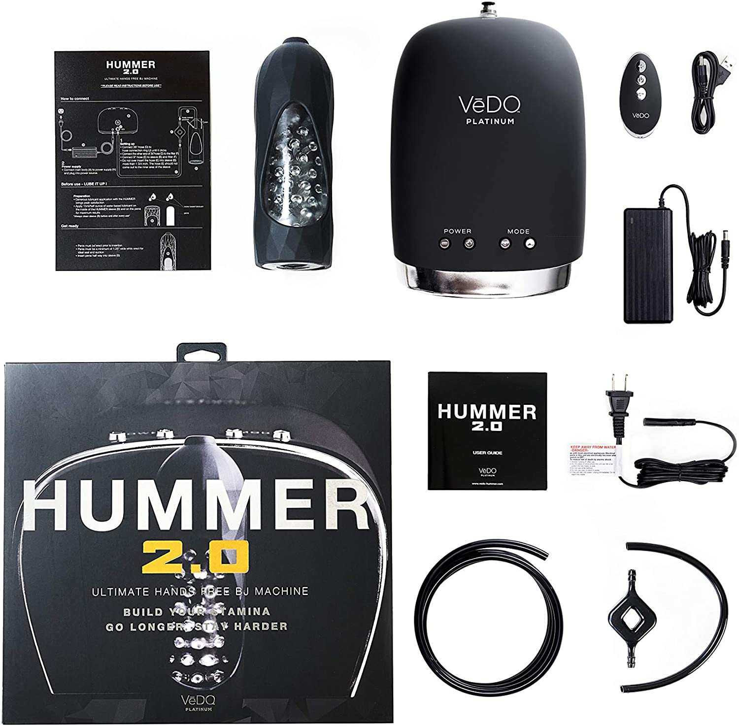 Vedo Hummer 2.0 powerful dual stimulation vibrator with accessories and packaging