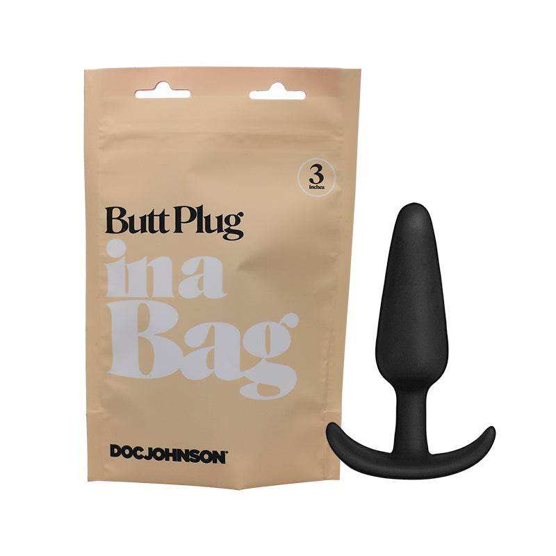 Doc Johnson Butt Plug in Bag with sleek black design and discreet storage packaging.