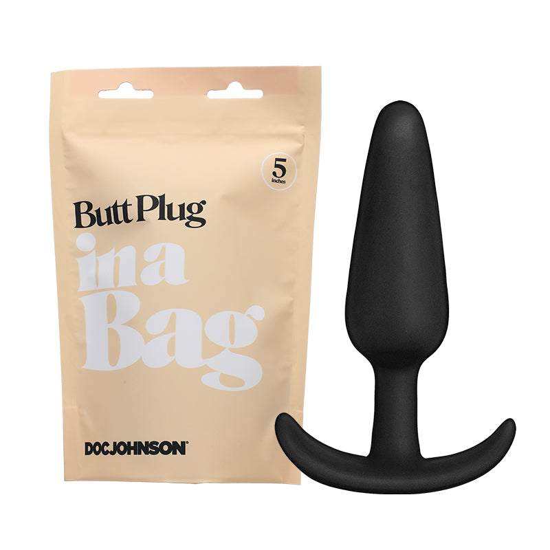 Doc Johnson Butt Plug in a Bag, sleek design, suitable for all levels, with tapered tip and wide base for safety.