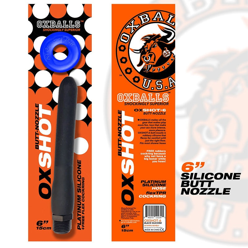 Oxballs Oxshot Butt Nozzle Shower Hose with Cockring by Sexual Wellness