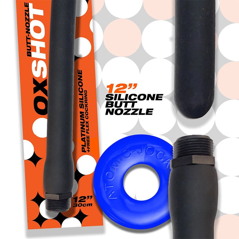 Oxballs Oxshot Butt Nozzle Shower Hose with Cockring by Sexual Wellness