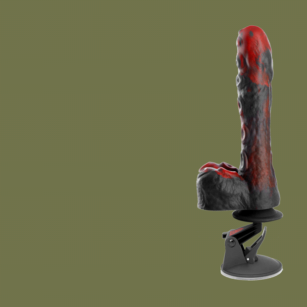 Fort Troff Tendril Thruster Mini Fuck Machine in red and black with suction base.