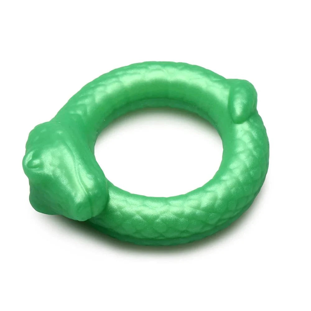 Creature Cocks Serpentine Silicone Cock Ring in jade green, featuring a serpent design for enhanced pleasure and fantasy roleplay.