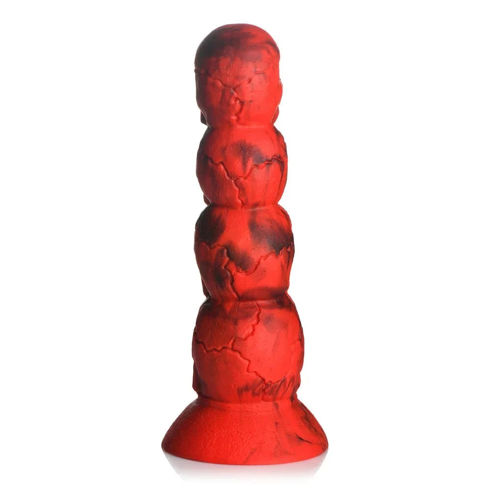 Creature Cocks Doom Silicone Dildo with red skull design and suction cup base.