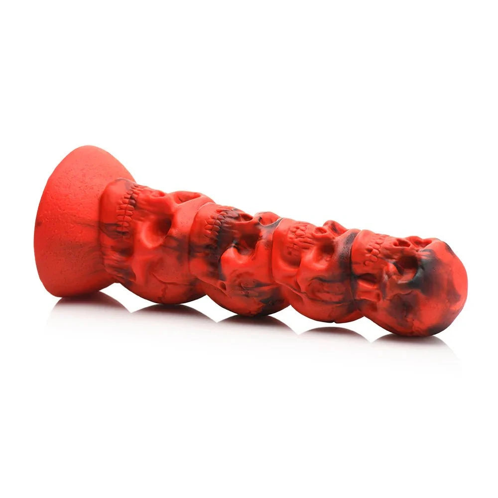 Red skull-themed Creature Cocks Doom Silicone Dildo with suction cup base.