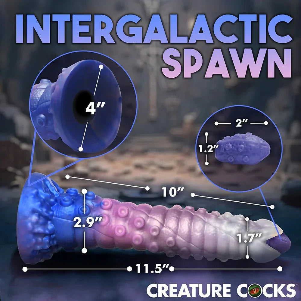 Creature Cocks Tenta-Queen Ovipositor Silicone Dildo with vibrant colors and textured tentacle design.