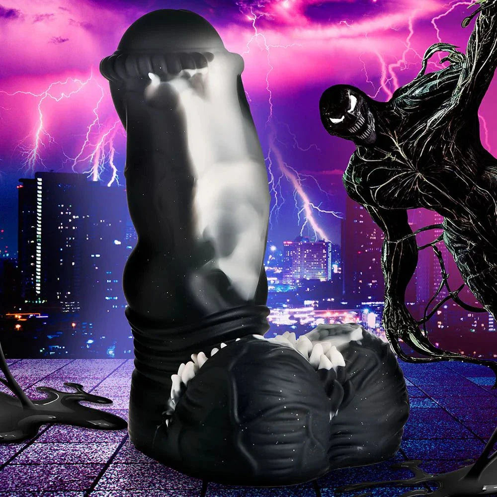 Creature Cocks Venom Silicone Dildo fantasy-inspired adult toy with ribbed texture and suction cup base.