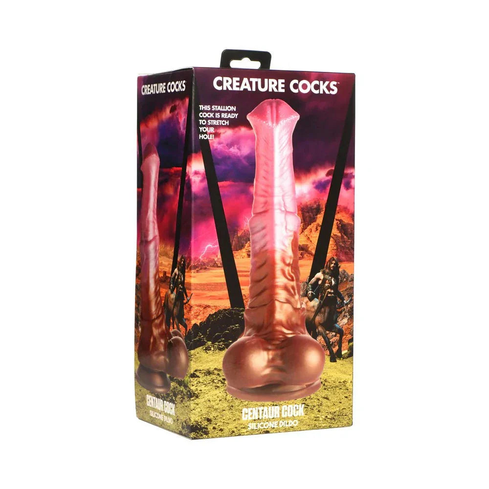 Creature Cocks Centaur Cock Silicone Dildo packaging with fantasy design and product image.