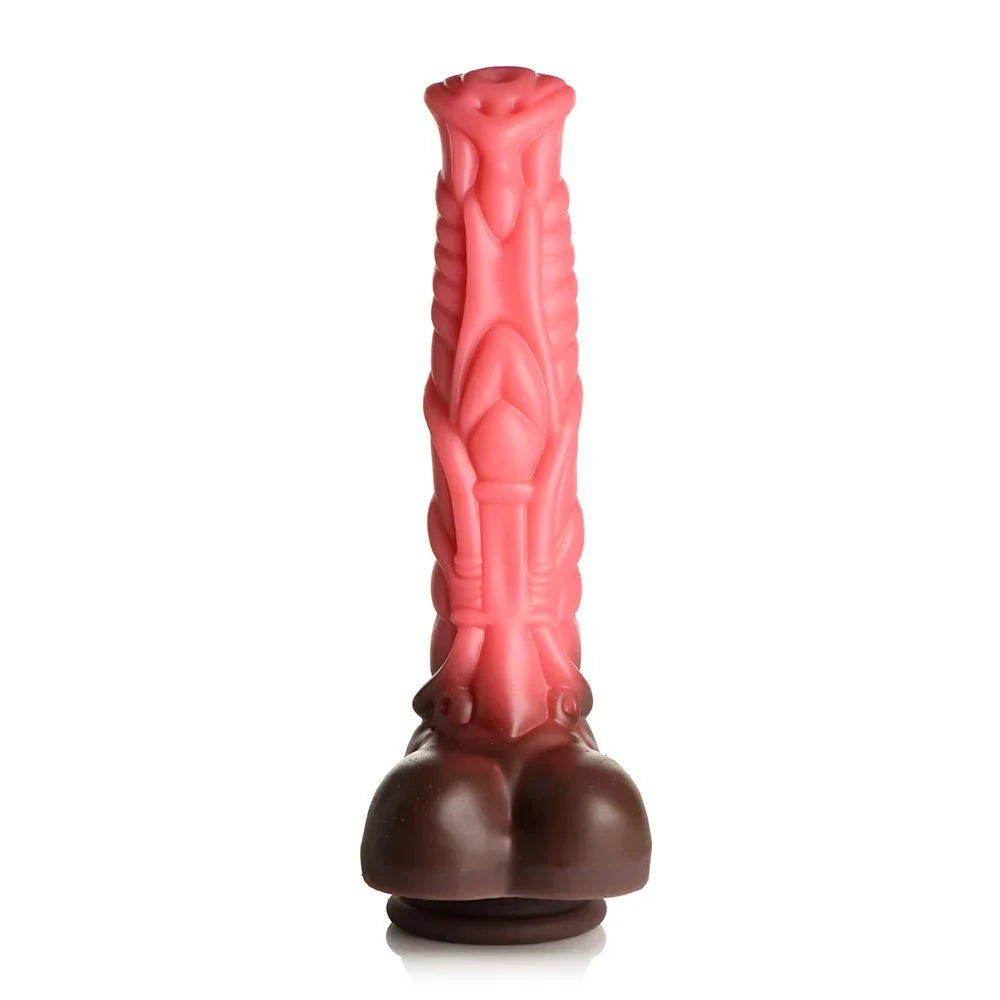 Creature Cocks Centaur Thrusting & Vibrating Silicone Dildo with Remote Control, fantasy-themed design, peach-colored with intricate textures, waterproof and remote-controlled for enhanced pleasure.
