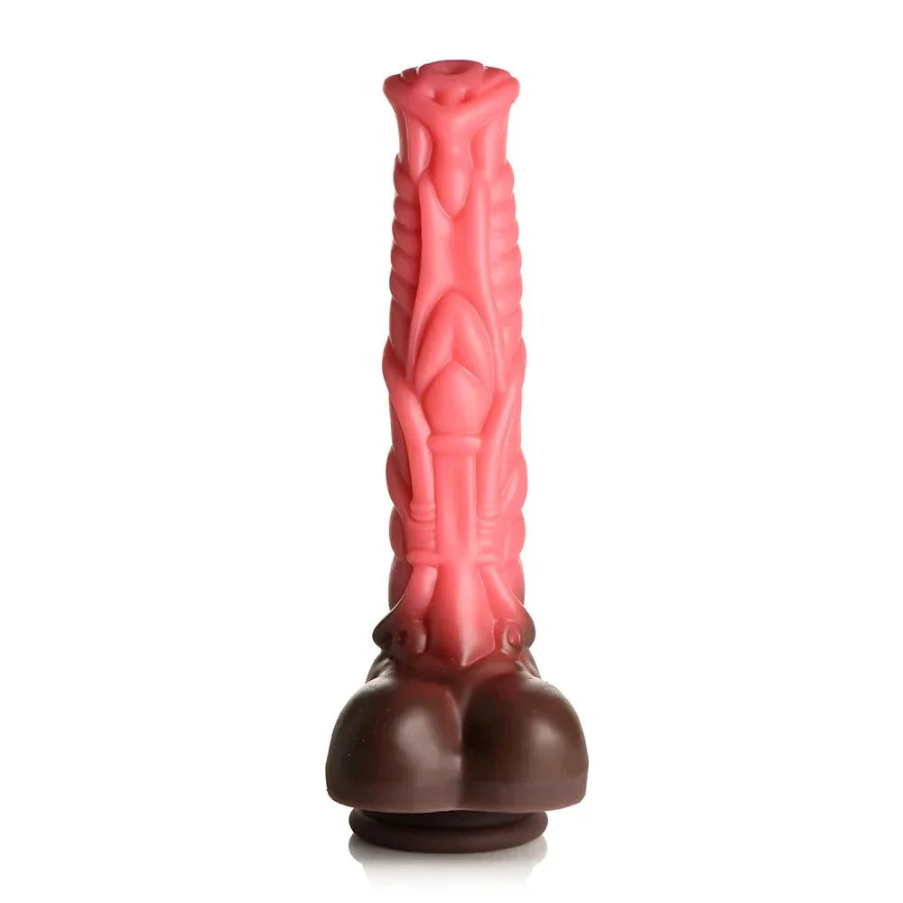 Creature Cocks Centaur Thrusting & Vibrating Silicone Dildo with Remote Control, fantasy-themed design, peach-colored with intricate textures, waterproof and remote-controlled for enhanced pleasure.