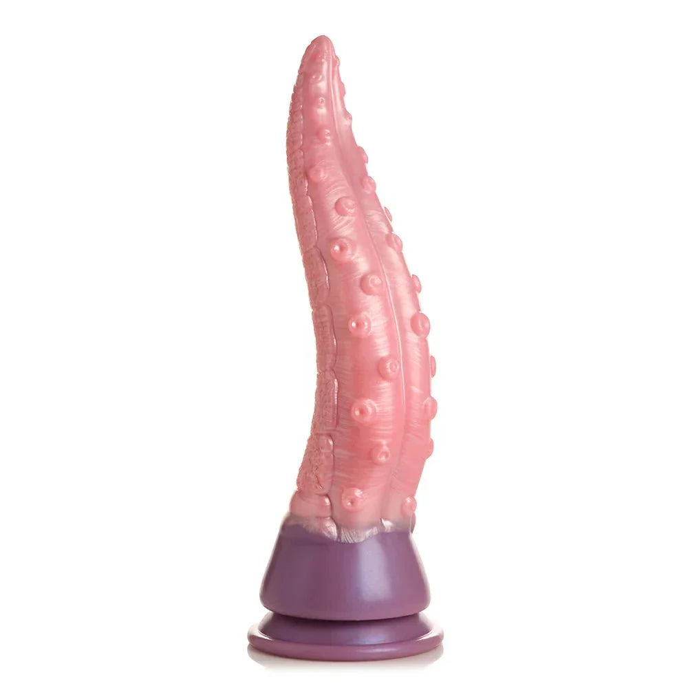 Pink silicone Creature Cocks Octoprobe tentacle dildo with purple suction base