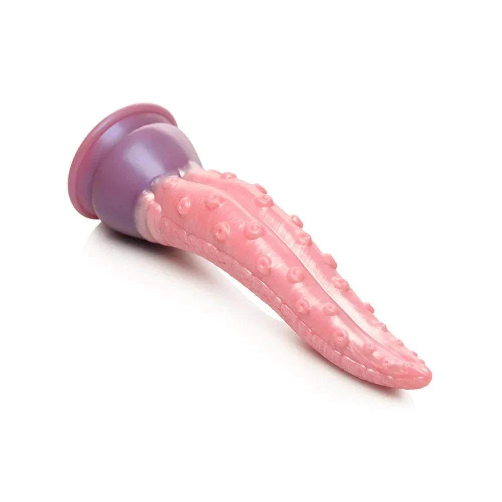 Creature Cocks Deep Invader Tentacle Ovipositor Dildo with eggs in vibrant iridescent colors and textured shaft for fantasy exploration.