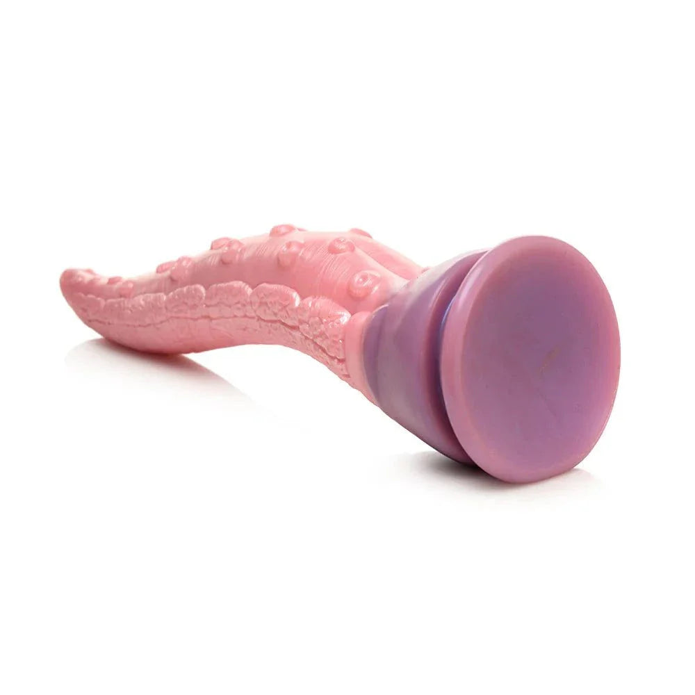 Creature Cocks Deep Invader Tentacle Ovipositor Silicone Dildo with Eggs in pink with textured shaft and suction cup.