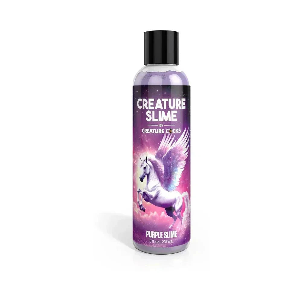 Creature Slime Water-Based Lubricant bottle with purple label featuring a mythical creature design, ideal for smooth, long-lasting use.
