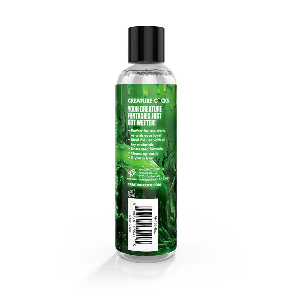 Creature Slime Water-Based Lubricant 8 oz bottle with green label, ideal for sensitive skin and toy compatibility.
