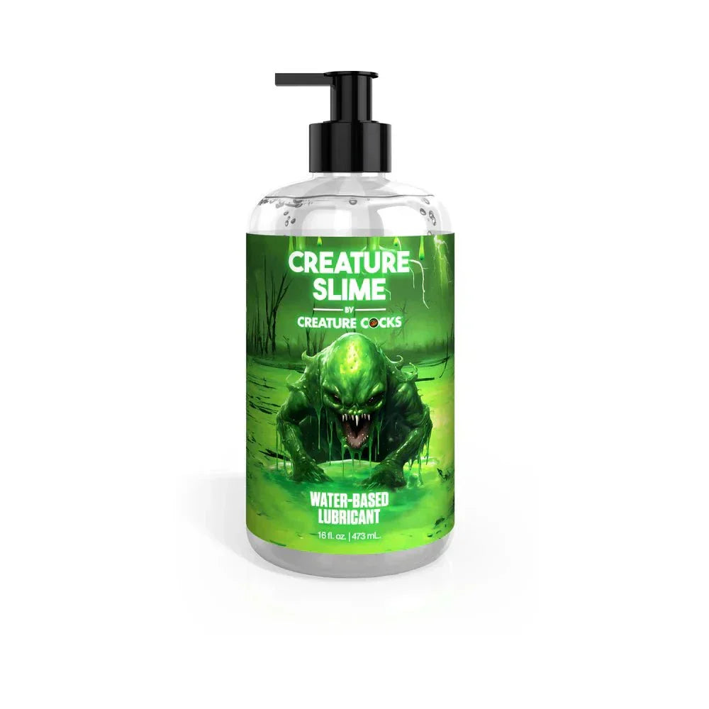Creature Slime Water-Based Lubricant 16 oz bottle with green label design.