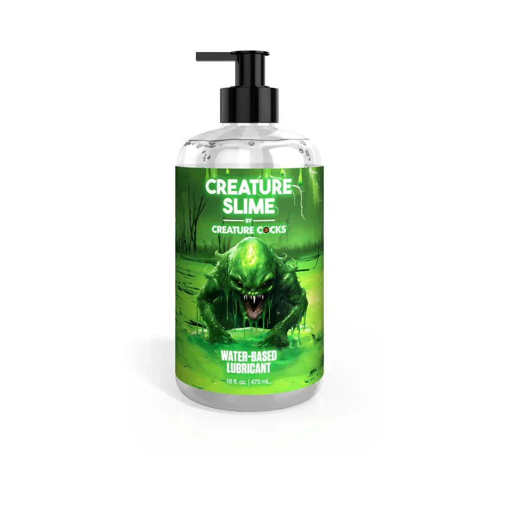 Creature Slime Water-Based Lubricant 16 oz bottle with green label design.